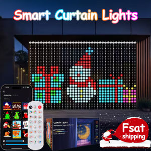 Led Smart Curtain Lights New Years Garland App RGB Fairy Lights DIY Music Change Display for Window Christmas Room Decoration