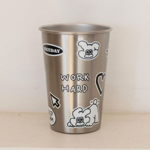 Adorable Cat Stainless Steel Spill-Proof Toothbrush Cup Anti-Mold Home Dormitory Use Childrens Mouthwash Glass Dental Care