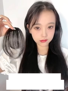 Natural Invisible Clip In Bangs Seamless Synthetic Hairpiece Blends with Hairline for Realistic Look
