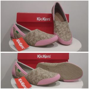 sepatu kulit KCR.09 cream pink alas karet lentur anti slip