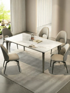 Natural Marble Luxurious Modern Simple Italian Rectangular Dining Table