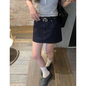 Chân Váy Jeans Skinny Flare Cao Cổ Vintage Xanh