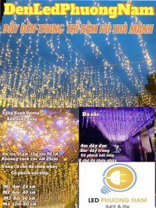 Dây Đèn Rèm Thả Trang Trí Ngoài Trời Chống Nước Siêu Đẹp Đèn Rèm Mành Mưa Siêu Đẹp