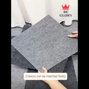 Self-Adhesive Polypropylene Fibre Rug Tiles - Multipurpose Floor Carpet Tiles 30x30cm Versatile Textured Pattern for Office Bedroom Living Room
