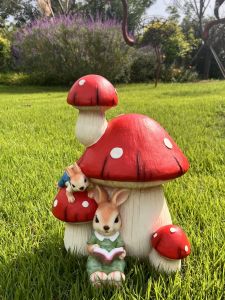 Outdoor Garden Mushroom Yard Decoration Courtyard Garden Lawn Artificial Bunny Kindergarten Decorations Arrangement Landscaping