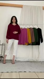 kaos wanita jumbo lengan karet atasan jumbo tangan balon kekinian