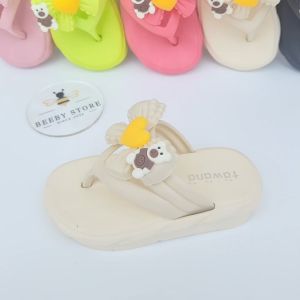 Dép Xỏ Ngón Cho Bé Gái Dép Tông Kẹp Trẻ Em Quai Ngang Gắn Nơ Gấu Đi Biển Đi Chơi