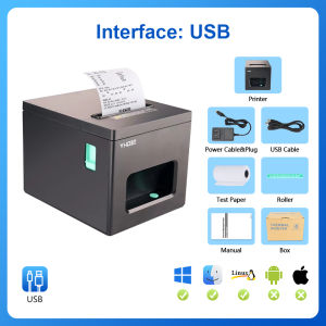High Performance 80mm Thermal Printer USB/Bluetooth/LAN/WIFI Interface Optional Waterproof Auto Cutter ESC/POS Compatible Thermal Receipt Bill POS Printer for Supermarket Restaurant