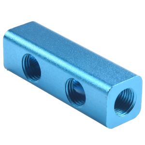 Manifold Block Splitter Aluminum 2Ways 5Ports 1/4 Hose Air Compressor Teal Blue For Industrial Automatic Apparatus 0-1MPa