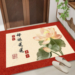Đệm Chân Vào Cửa Phòng Khách Họa Tiết Hoa Sen Trượt an Toàn Chống Bụi Bẩn Thiết Kế Hình Chữ Nhật Cho Lối Vào Nhà