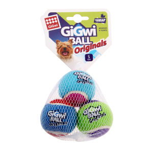👍(SG Authorized) GiGwi Tennis Squeaker Ball Originals S & M Size Gift Dog Puppy Toy Real Tennis Fabric Durable (ready stock fast shipping)
