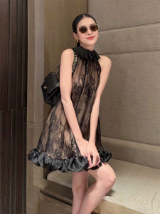 French Style Lace Halterneck Dress