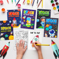 24 Pcs Space Mind Game Coloring Book Set Astronaut Cartoon