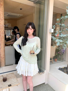 Lightweight Loose Knitted Sun Protection Cover up Top Long Sleeve Overhead Air Conditioning Shirt See through Breathable Summer Sweatshirt