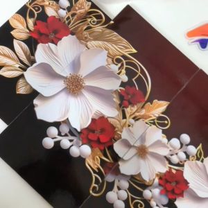 HIASAN DINDING SET ABSTRAK MAROON BEAUTIFUL FLOWERS ISI 4 KAMAR DEKORASI RUMAH WALL DECOR PAJANGAN DINDING SATU SET BUNGA