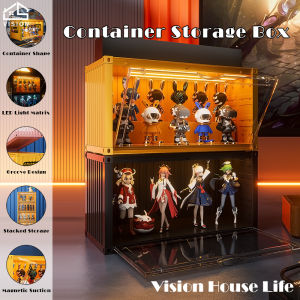Tầm nhìn 1pcs kiểm soát âm thanh chiếu sáng đồ chơi lưu trữ hộp trong suốt Pop Mart hộp hiển thị Chống Bụi Mô hình búp bê cầm tay kệ tủ hấp thụ từ tính Stackable đồ chơi hiển thị trường Hợp Bộ sưu tập