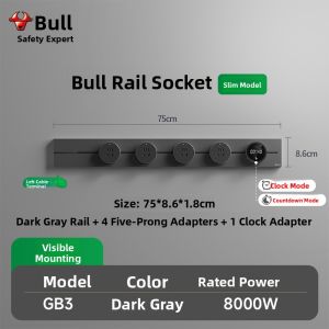 Bull | Surface Mounted Track Power Strip for Kitchen Cabinet Sliding Rails