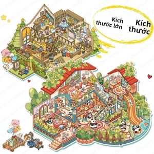 Bộ Sticker 3D Hình Cabin Bỏ Túi Phong Cảnh Thế Giới Quà Tặng Trẻ Em Sticker Cảnh Quan Dành Cho Trẻ Em Tự Làm Cỡ Lớn