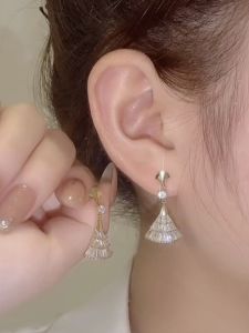 S925 Silver Needle Micro-Set Zircon Fan-Shaped Earrings: A Simple & Elegant Choice