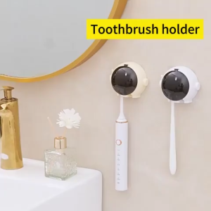 BECORATE Wall Mounted Toothbrush Organizer With Cover Tooth Brush Toothpaste Holder Bathroom Organizer