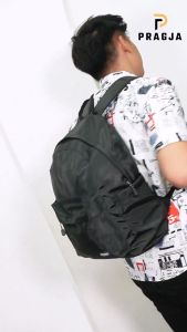 PRAGJA Tas Ransel Pria Waterproof Tas Ransel cowo backpack Black Tas sekolah Tas kuliah