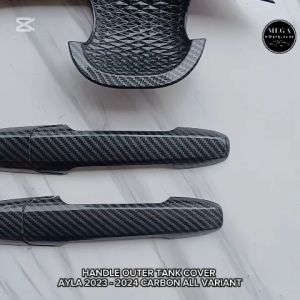 Paket Cover Handle Outer Tank Mobil Ayla 2023 - 2024 Carbon Glossy All Variant