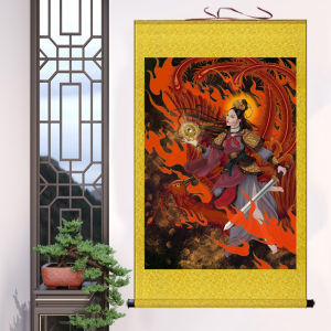 New Nine He Skilled Women Hanging Painting Home Altar Living Room Background Wall Decor Artwork Unframed Silk Cloth Portrait