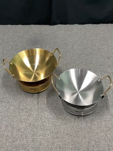Stainless Steel Kuali 24-45cm Golden Double Handle Wok non stick With Lid Cover Set Frying Wok 炒锅