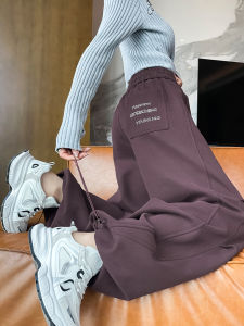 Thick Warm Fleece Loose Straight-Leg Leisure Purple Workwear Pants