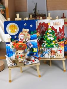 LOZ IDEAS Mini Block 3D Painting Merry Christmas Tree Santa Claus Gift Decoration Building Block Brick Toy Boy Girl 积木画