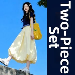 LIRUSHAN | New Korean Style Slimming Dress Long Yellow Flower Skirt
