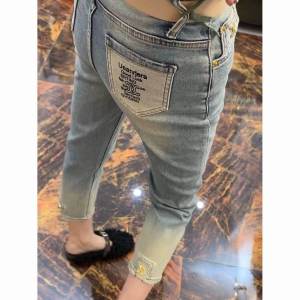 เอวสูง พรางหุ่น ยืดได้ เดนิม กางเกงยีนส์ ผู้หญิง พลัสไซส์ ปกปิดเนื้อท่อตรงท่อควัน กางเกง สะดือเก้าชิ้น