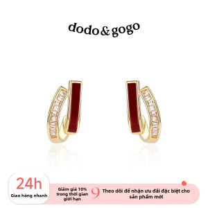 DODO.GOGO | Bông Tai Vỏ Đôi Màu Đỏ Thời Trang Mùa Thu/Đông 2026 Sang Trọng