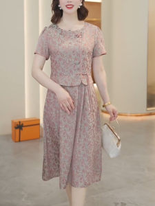Mothers Day Mommy Dress Fashionable New Midlife Womens Clothing Elegant Fake Two-Piece Long Skirt Spring Summer Casual