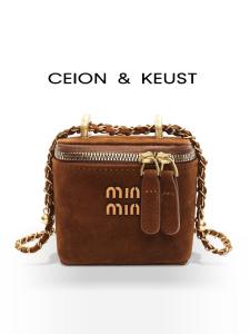 กระเป๋าถือทรงกลมผ้าฝ้ายสไตล์ย้อนยุคสำหรับผู้หญิง กระเป๋าสะพายข้างโซ่แฟชั่นขนาดเล็ก กระเป๋าถือ PU สำหรับวัยรุ่น