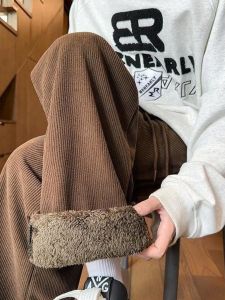 Quần Nhung Ấm Áp Chống Lạnh Độ Sâu Âm 40 Độ Cho Nam Mùa Thu Đông Quần Ống Rộng Ống Thẳng Dày