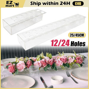 【Fast Shipping】 Transparent Clear Acrylic Long Flower Vase Rectangular Vase for Dining Table Wedding Decoration Rose Gift Box Flower Pot Gift LZC-Acrylic-Flower-Rack