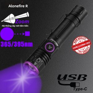 USB Sạc Đèn Pin UV 365/395nm Zoom Tia Cực Tím Cho Thú Cưng Nước Tiểu Tinea Phát Hiện Tiền Quặng Chữa Keo Bút Mèo Chó Đầu Báo