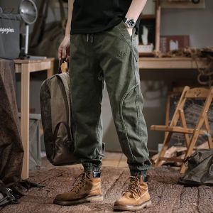 American Style Workwear Pants for Men Youth Spring Autumn New Elastic Waist Loose Casual Trousers Wear Resistant Versatile