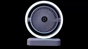 2-in-1 LED desktop fan with light rechargeable 3-speed mini fan