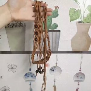 Thắt lưng dây sáp bện gắn hạt gỗ đai váy tua rua hạt gỗ phong cách dân tộc