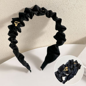 Black Folded Hairband Womens Face Mask Application Anti-slip Hair Tie Special New Style Popular Korean Fashion Hairband