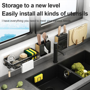 Sponge holder kitchen organizer Sink Drainer Storage Rack Hanging Kitchen Organizer Basin Shelf Holder Dishcloth Rack Shelf PENAPIS RAK SINKI DAPUR 水槽置物架