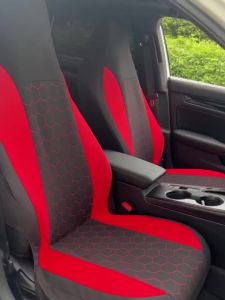 AUTOKING High Back 2 Front Seat Covers Hexagonal Universal Size Fit For Most Car Stitching Splicing Sports Style Car Seat Covers