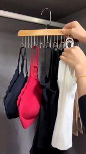 BOSSLU Gantungan Baju Kayu Lemari Hanger Pakaian Stainless Gantungan Celana Baju MultiFungsi