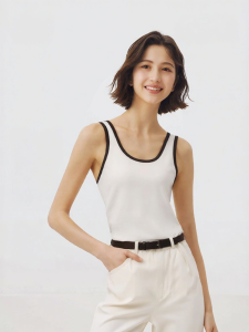 Semir | Short Sleeve Tight Breathable U-Neck Contrast Color Vest
