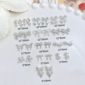 20PCS 3D Light Luxury Bow Alloy Nail Charms Minimalist Exquisite Line Bow Flower Nail Art Decorations for DIY French Cool Nails