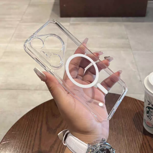 Huawei Pura70 Pro+ Ultra Clear Magnetic Absorption Shockproof Corner Airbag Full Cover Phone Case for Men And Women Simple Couple Style