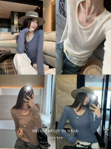 Ladies Knitted Wool Blend Long Sleeve round Neck T-Shirt Casual Comfortable Loose Fit Commute Style Soft Nylon Acrylic Fiber