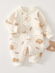 Thickened Three-Layer Cotton Baby Romper Winter Warm Long Sleeve Boneless Pure Cotton Suit Baby Clothes Toddler Clothes
